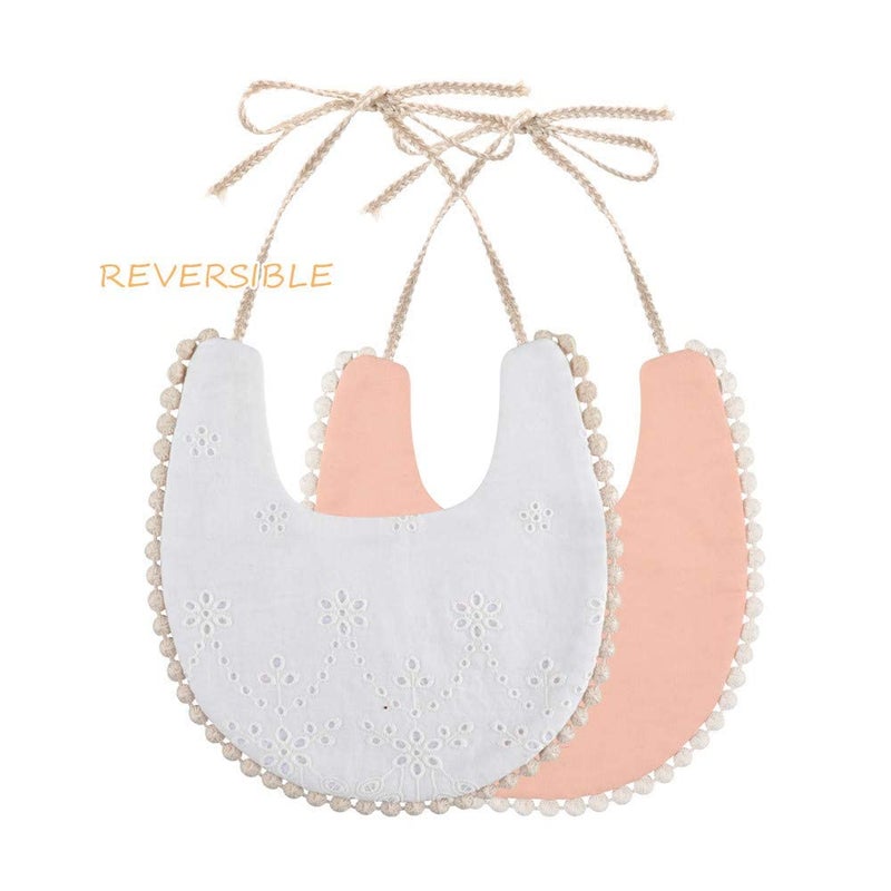 GZMM Baby Bib For Girls,Reversible Waterproof Handmade Natural Cotton Baby Drool Bib 0-12 months 4 Pack (floral mult-7, 0-12) - Image 2